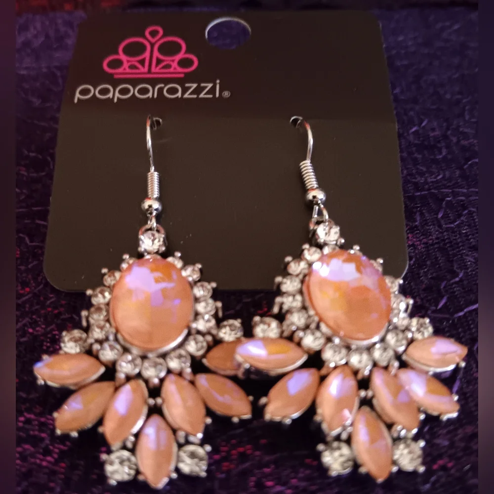 Paparazzi Blush and Silver Statement Earrings - Picture 2 of 5